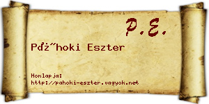 Páhoki Eszter névjegykártya