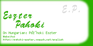 eszter pahoki business card